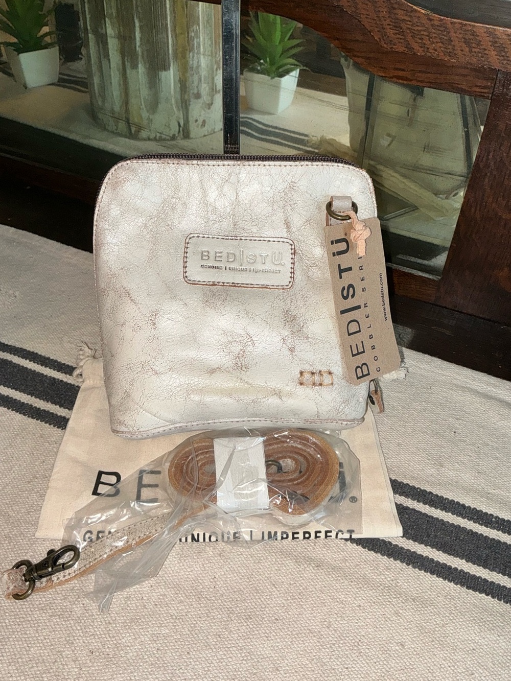 NWT Bed Stu Leather Ventura Clutch Crossbody Belt Bag Nectar Lux Retail $155